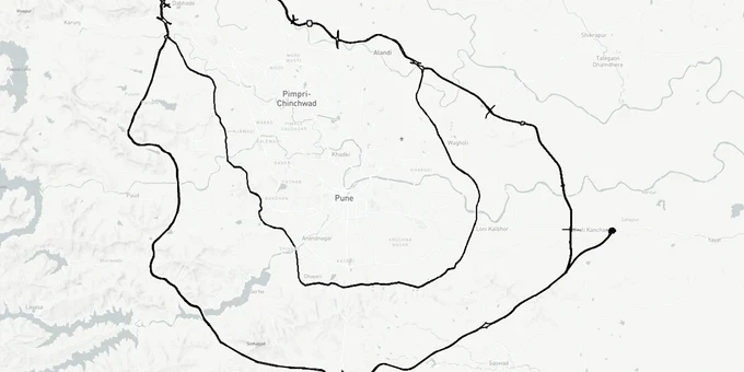 Pune Ring Roads: Route Alignment and Land Impact map